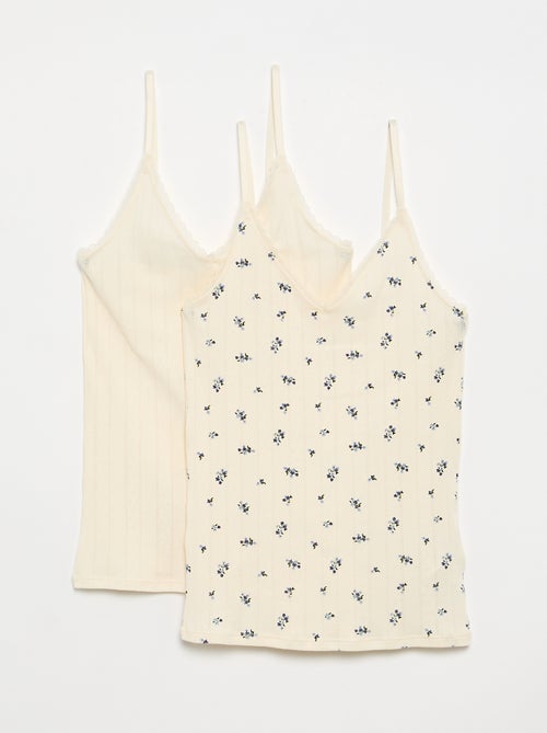 Set van 2 pointelle topjes met print - Kiabi