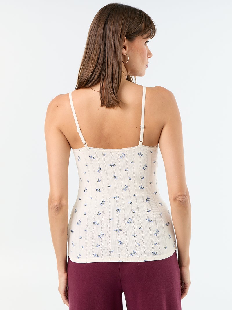Set van 2 pointelle topjes met print Wit - Kiabi