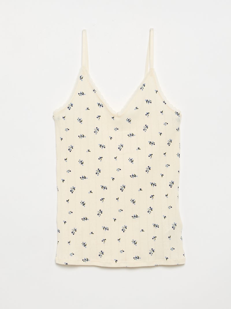 Set van 2 pointelle topjes met print Wit - Kiabi