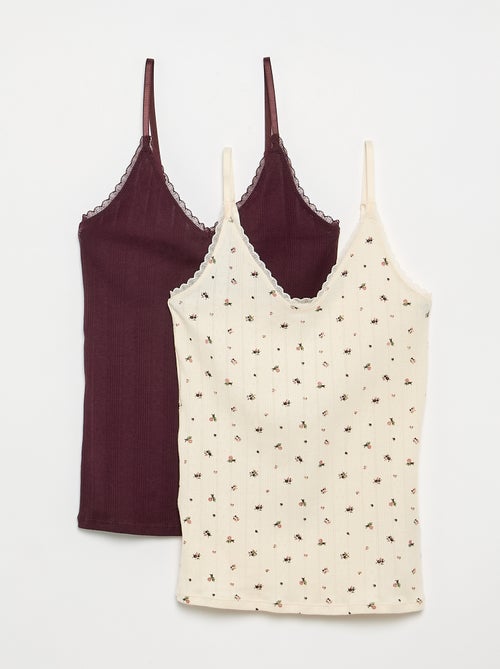 Set van 2 pointelle topjes met print - Kiabi