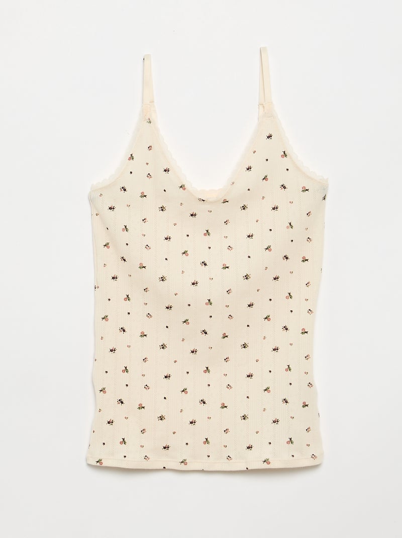 Set van 2 pointelle topjes met print Wit - Kiabi