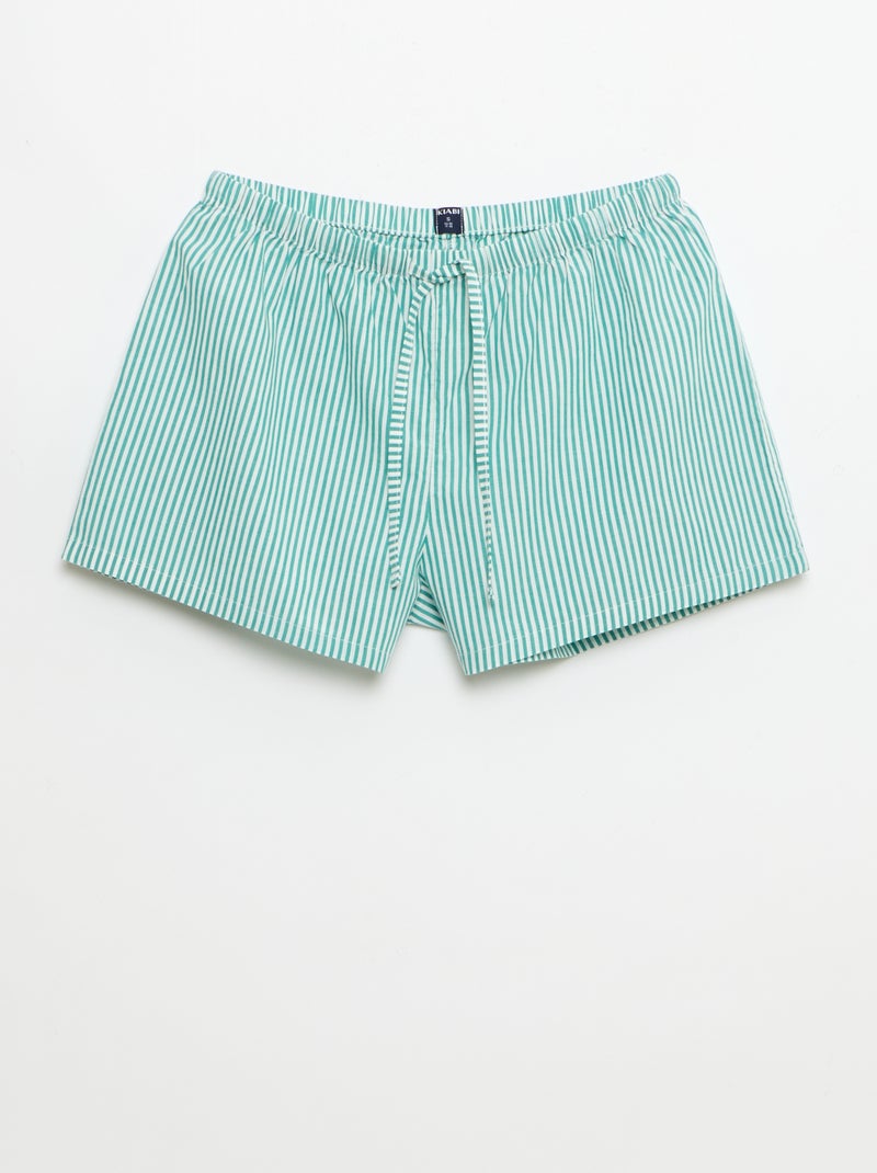 Set van 2 poplin shorts met katoenen trekkoord Groen - Kiabi