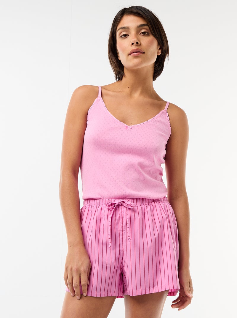 Set van 2 poplin shorts met katoenen trekkoord Rose - Kiabi