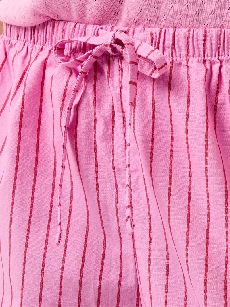 Set van 2 poplin shorts met katoenen trekkoord Rose - Kiabi