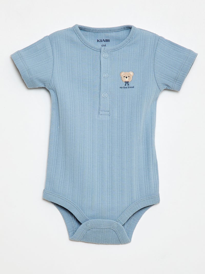Set van 2 ribgebreide bodies Blauw - Kiabi