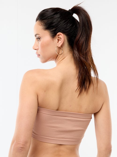 Set van 2 ribstoffen bandeau beha's zonder naden - Kiabi