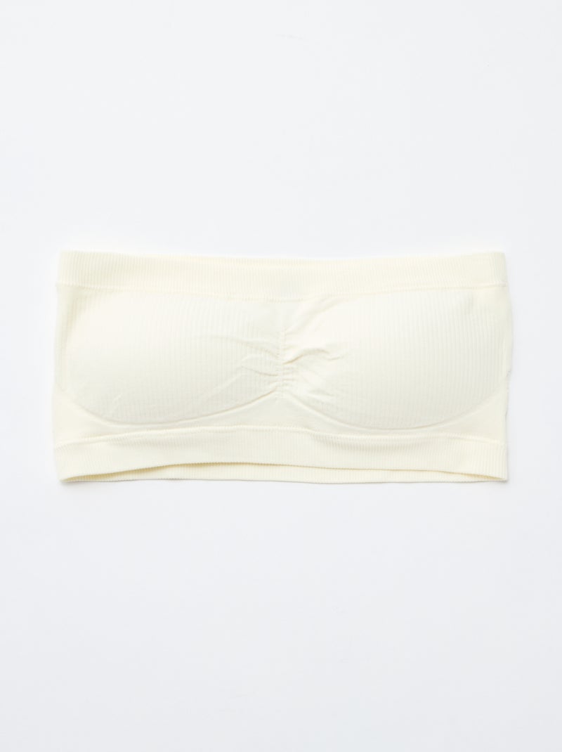 Set van 2 ribstoffen bandeau beha's zonder naden Biege - Kiabi