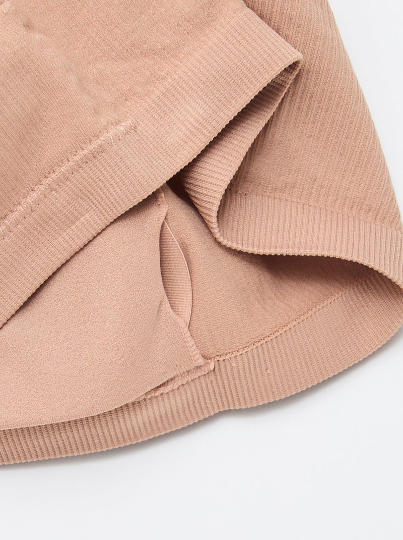 Set van 2 ribstoffen bandeau beha's zonder naden Biege - Kiabi