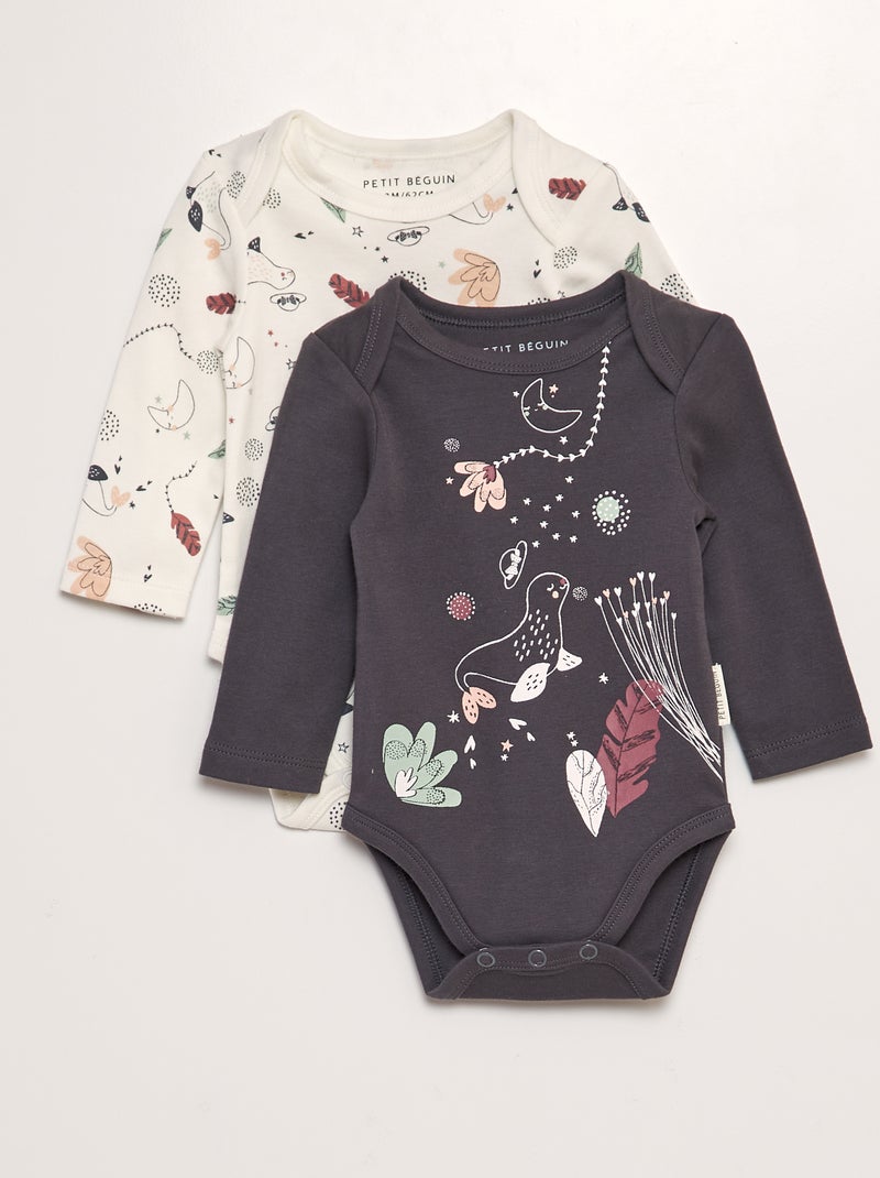 Set van 2 rompertjes 'Petit Béguin' GRIJS - Kiabi