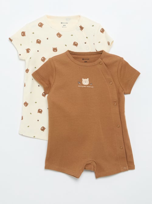 Set van 2 rompertjes van jersey met korte mouwen - Kiabi