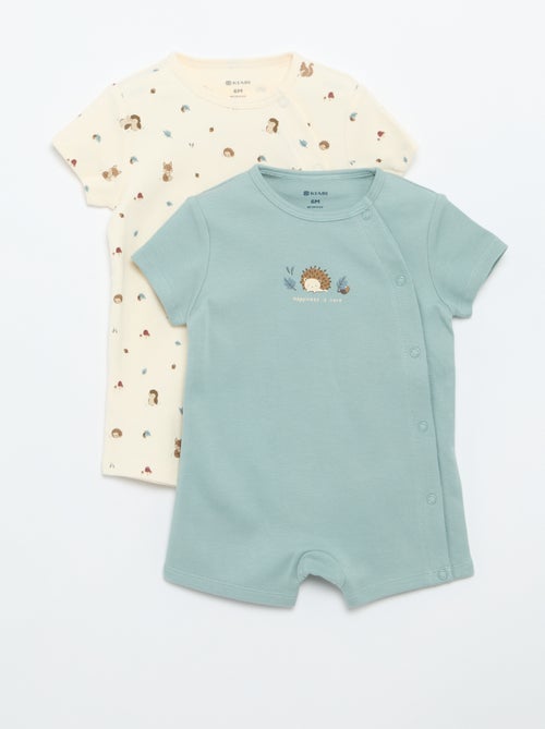Set van 2 rompertjes van jersey met korte mouwen - Kiabi