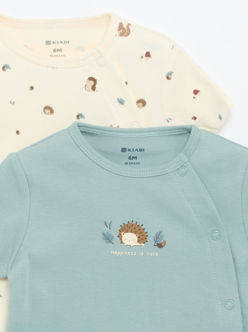 Set van 2 rompertjes van jersey met korte mouwen Blauw - Kiabi
