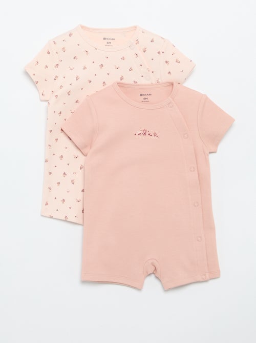 Set van 2 rompertjes van jersey met korte mouwen - Kiabi