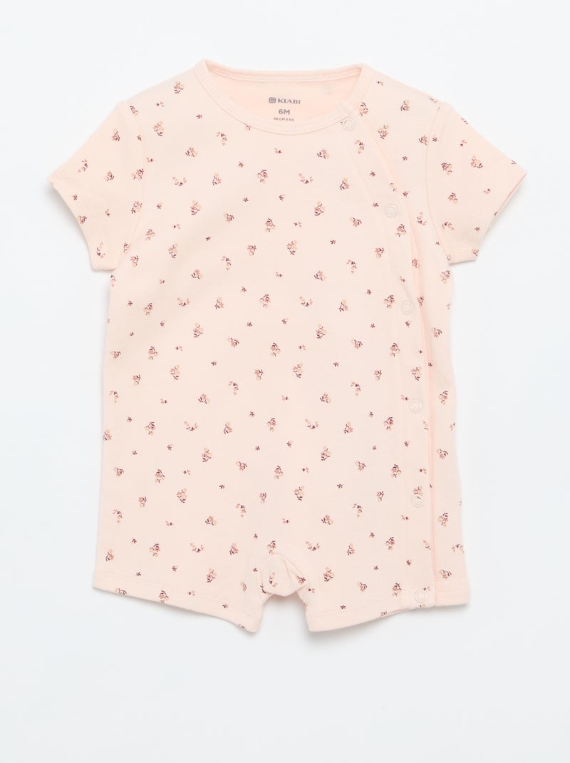 Set van 2 rompertjes van jersey met korte mouwen Rose - Kiabi