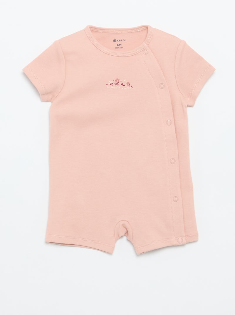 Set van 2 rompertjes van jersey met korte mouwen Rose - Kiabi