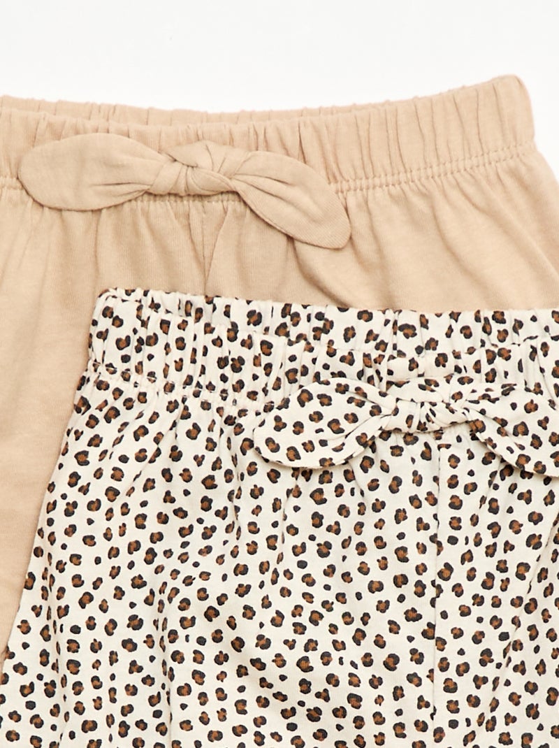 Set van 2 shorts met fantasie strikjes Beige - Kiabi