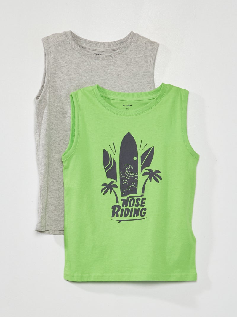 Set van 2 singlets GROEN - Kiabi