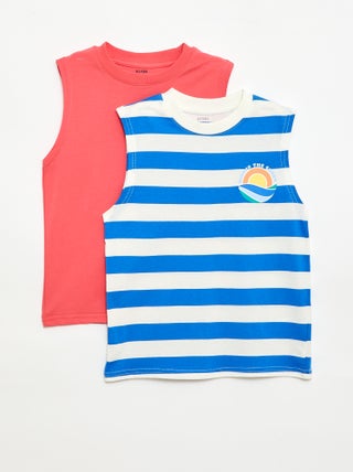 Set van 2 singlets met ronde hals