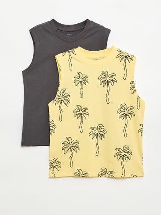 Set van 2 singlets met ronde hals