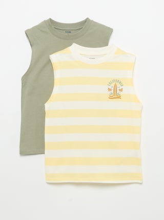 Set van 2 singlets met ronde hals