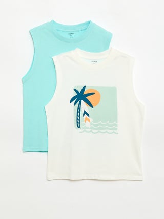 Set van 2 singlets met ronde hals