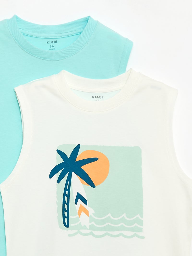 Set van 2 singlets met ronde hals Wit - Kiabi