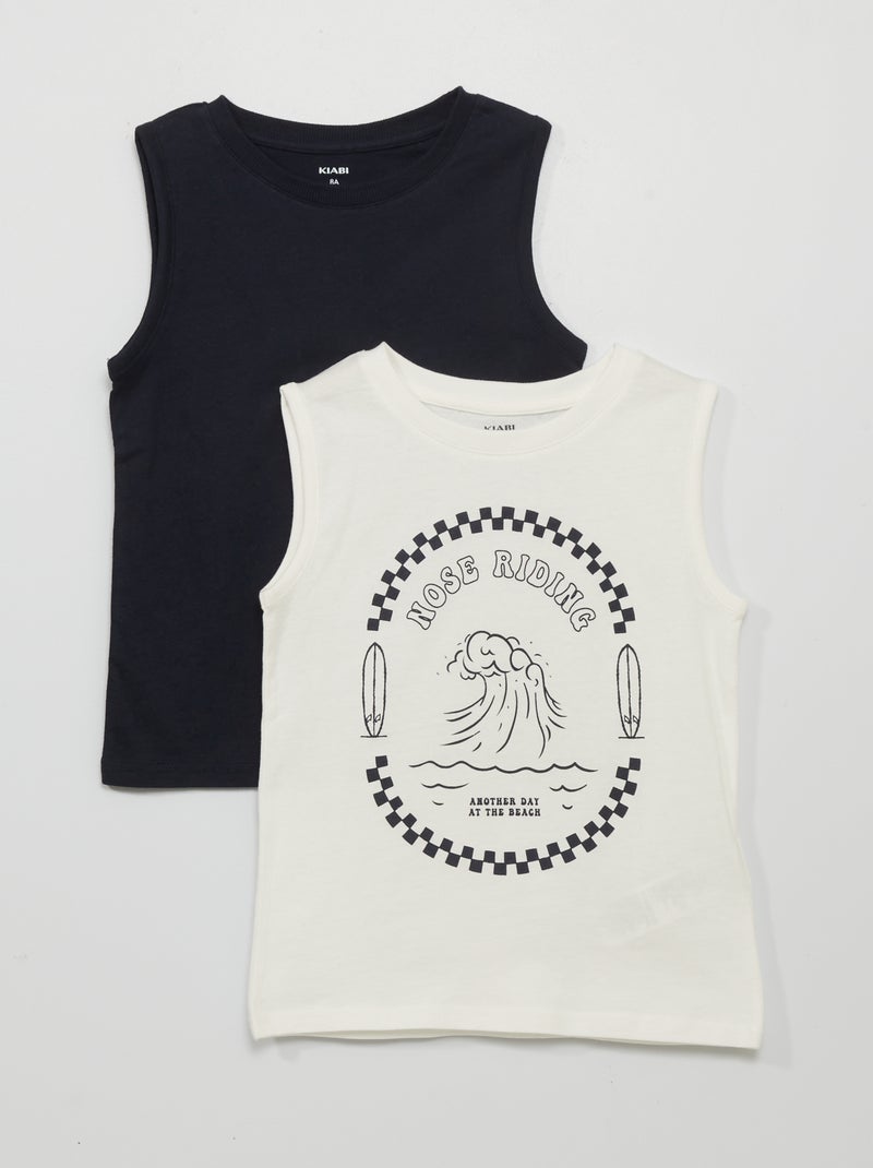 Set van 2 singlets WIT - Kiabi
