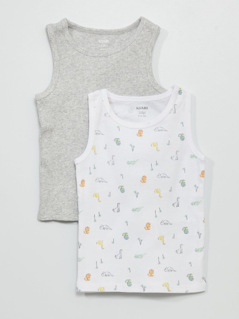 Set van 2 singlets WIT - Kiabi