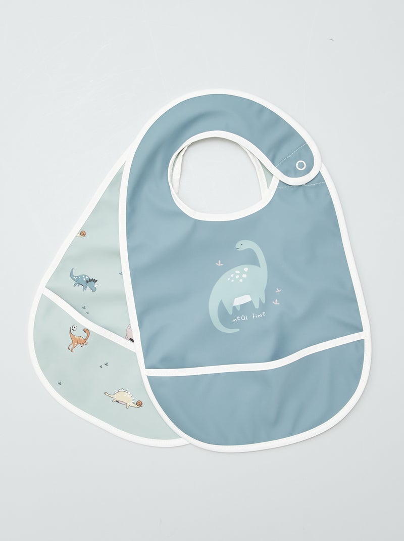 Set van 2 slabbetjes met opvangbakje 'Baby Calin' GROEN - Kiabi