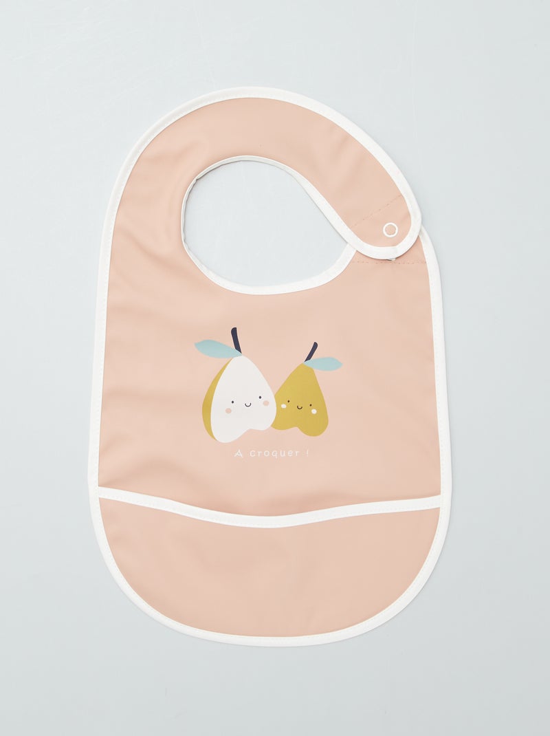 Set van 2 slabbetjes met opvangbakje 'Baby Calin' WIT - Kiabi