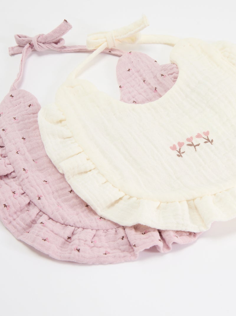 Set van 2 slabbetjes met ruches Rose - Kiabi