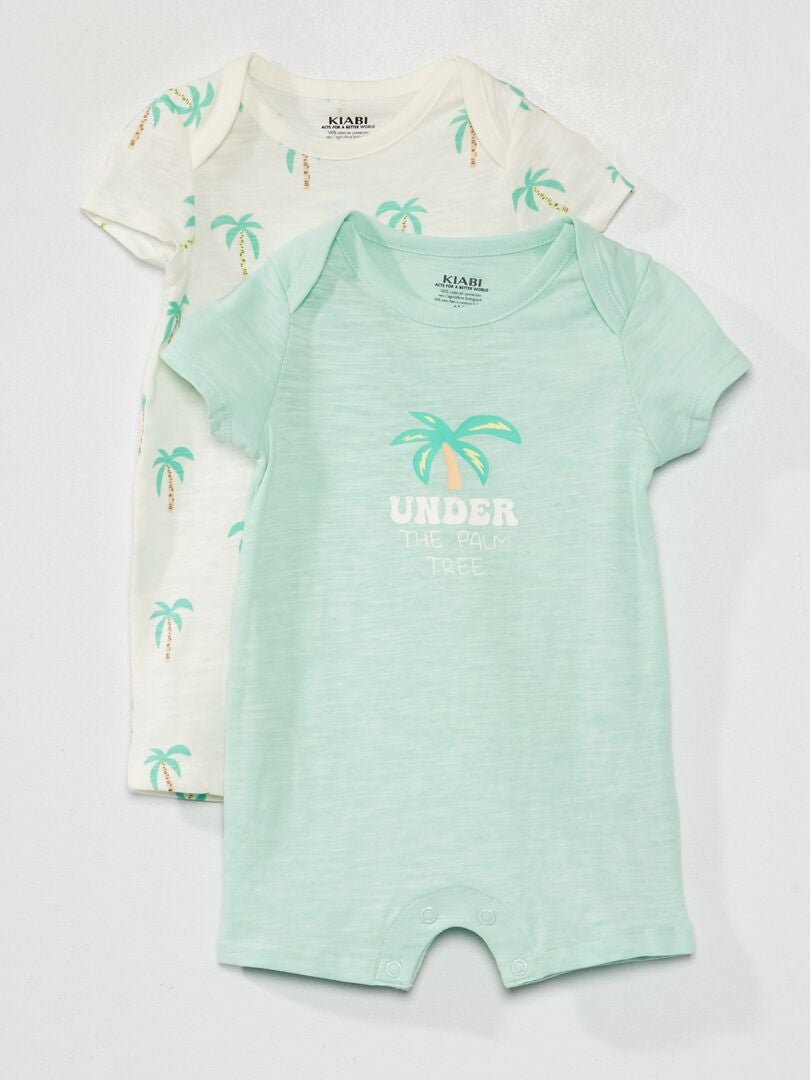 Set van 2 speelpakjes van jersey GROEN - Kiabi