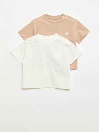Set van 2 T-shirts met borstdetail