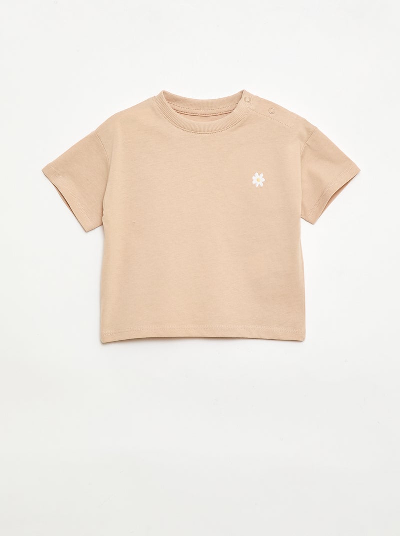 Set van 2 T-shirts met borstdetail Biege - Kiabi