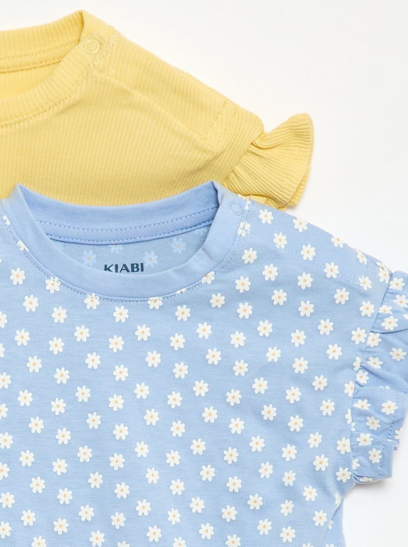 Set van 2 T-shirts met korte mouwen van jerseytricot Blauw - Kiabi