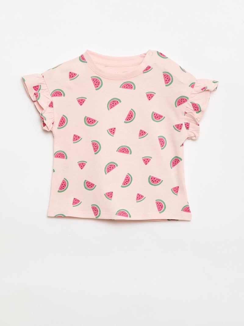 Set van 2 T-shirts met korte mouwen van jerseytricot Rose - Kiabi