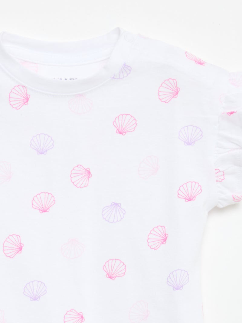 Set van 2 T-shirts met korte mouwen van jerseytricot Wit - Kiabi