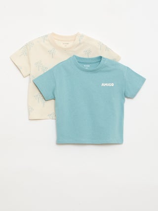Set van 2 T-shirts met korte mouwen van katoenen jerseytricot