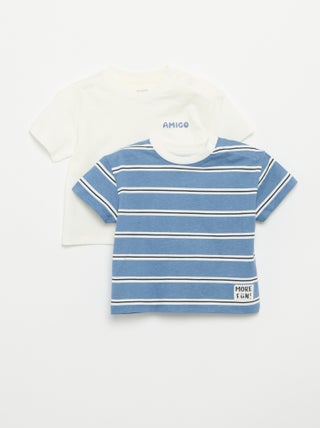 Set van 2 T-shirts met korte mouwen van katoenen jerseytricot