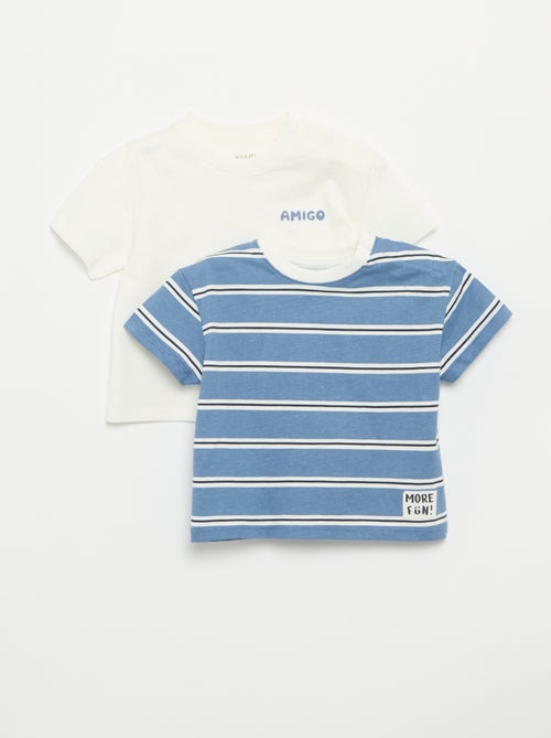 Set van 2 T-shirts met korte mouwen van katoenen jerseytricot - Kiabi