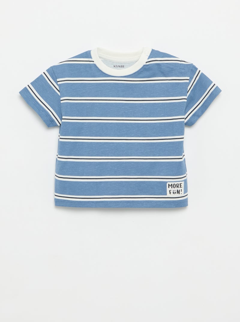 Set van 2 T-shirts met korte mouwen van katoenen jerseytricot Blauw - Kiabi
