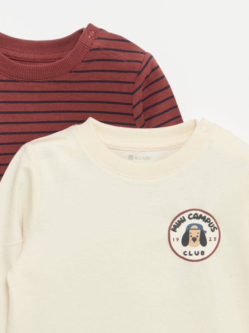 Set van 2 T-shirts met lange mouwen Bruin - Kiabi