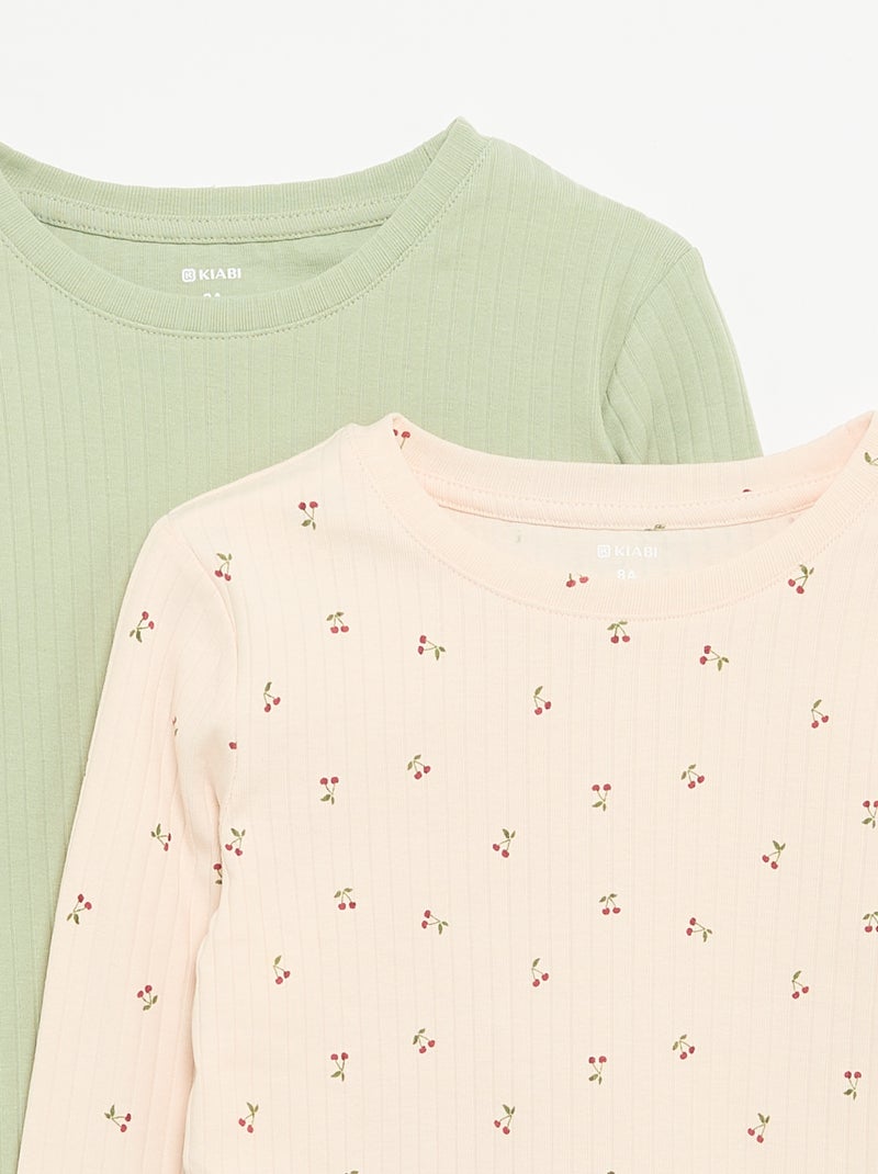 Set van 2 T-shirts met lange mouwen Rose - Kiabi