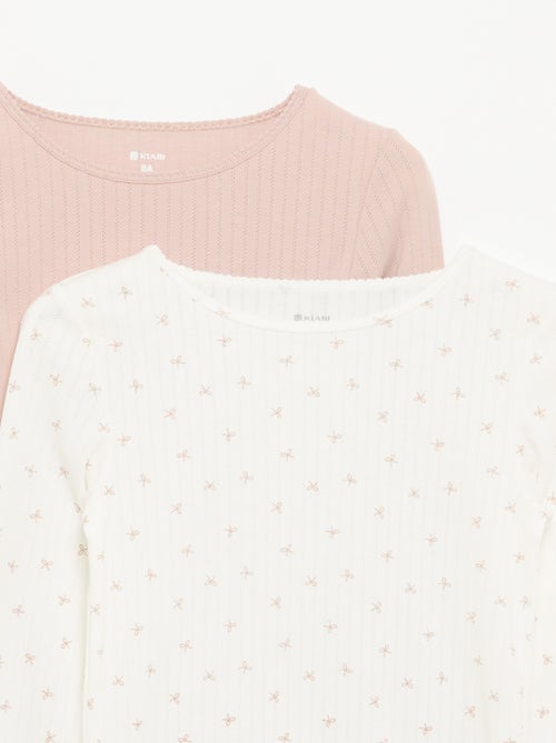 Set van 2 T-shirts met lange mouwen van fantasietricot - Kiabi