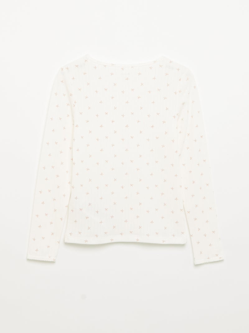 Set van 2 T-shirts met lange mouwen van fantasietricot Biege - Kiabi