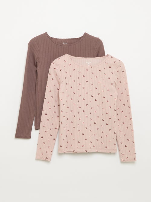 Set van 2 T-shirts met lange mouwen van fantasietricot - Kiabi