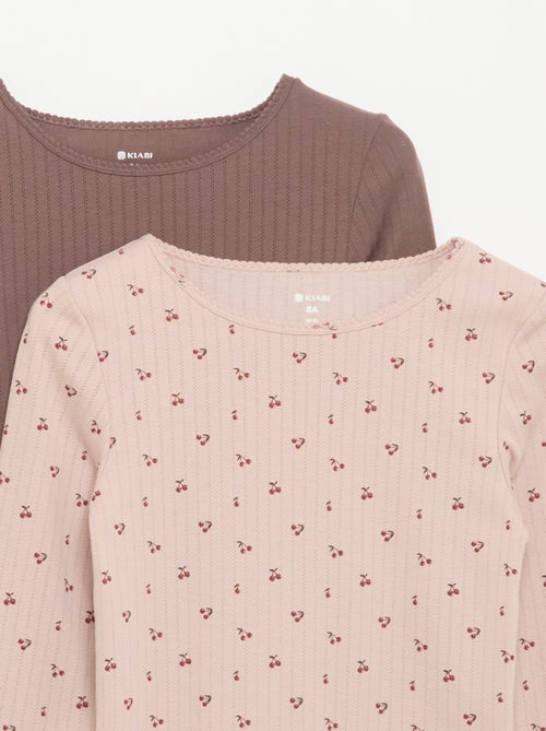 Set van 2 T-shirts met lange mouwen van fantasietricot - Kiabi