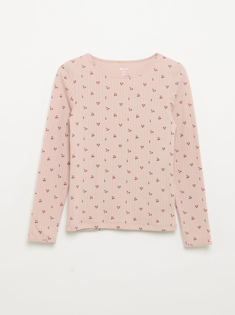 Set van 2 T-shirts met lange mouwen van fantasietricot Rose - Kiabi