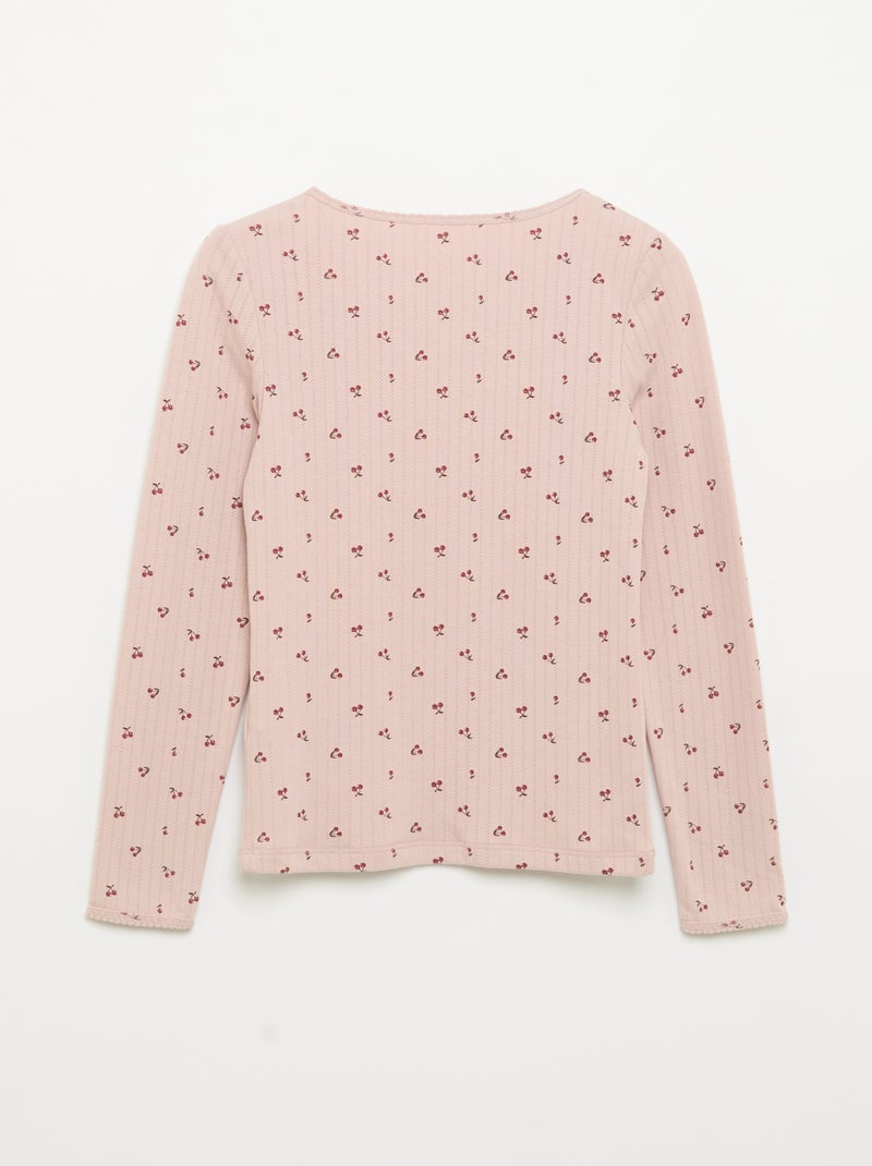 Set van 2 T-shirts met lange mouwen van fantasietricot Rose - Kiabi