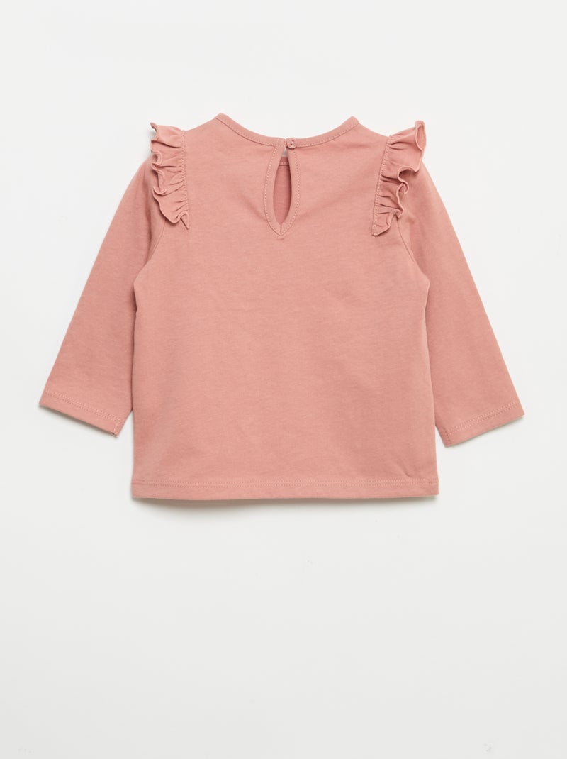 Set van 2 T-shirts met lange mouwen van katoenen jerseytricot Rose - Kiabi